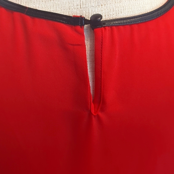 Red with Black Faux Leather Trim Tank Top by Twik by Simons - Picture 7 of 11